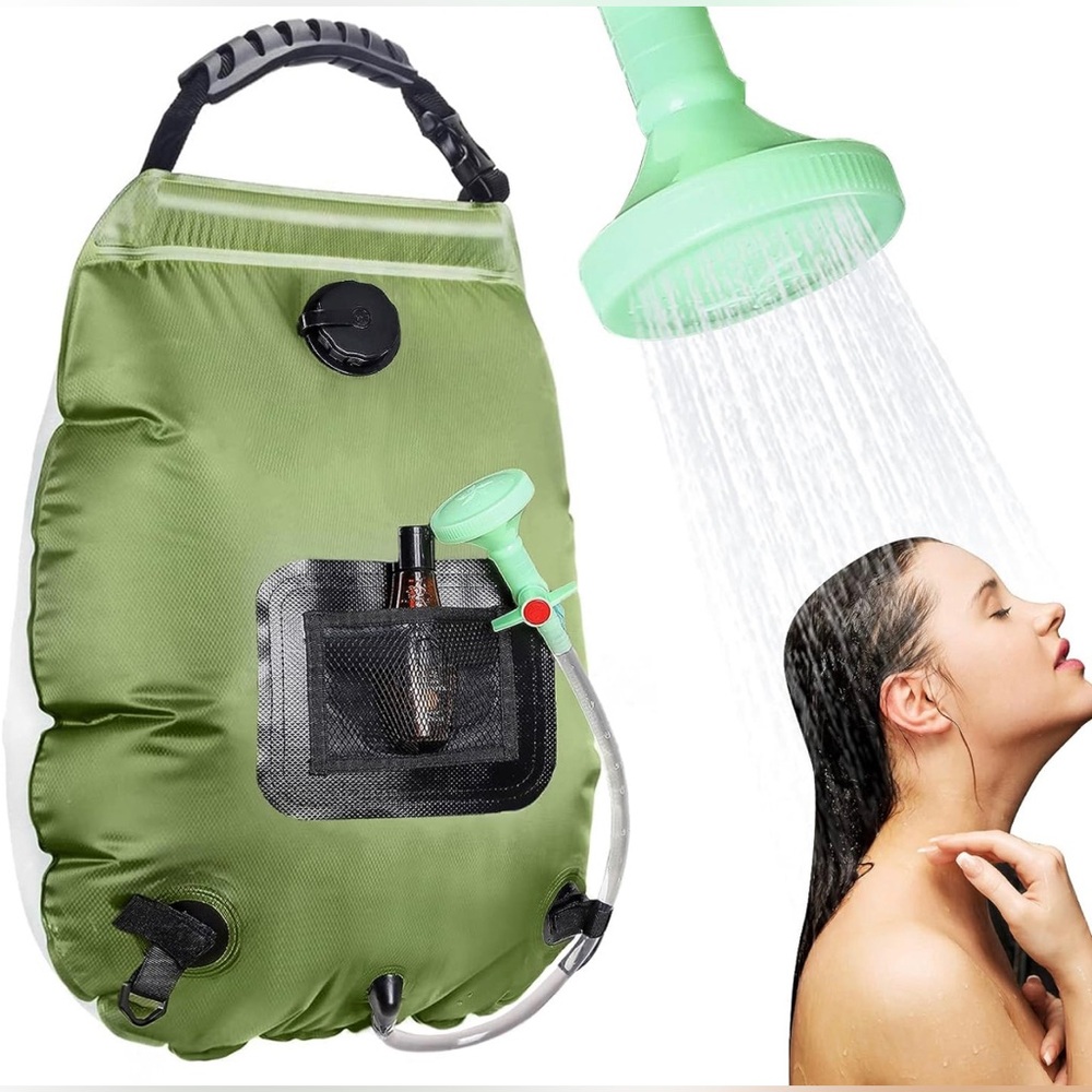 NWT Solar Portable Shower Bag, 5 Gal/20L Removable Hose&On-Off Switch